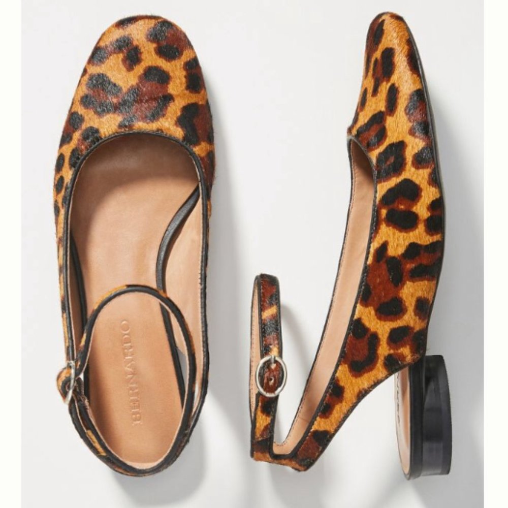 Anthropologie Leopard Calf Hair Slingback Flats